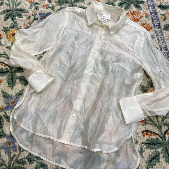BAILEY 44 Semi Sheer Button Down Top With Rhinestone Accent Size Small - Picture 4 of 10